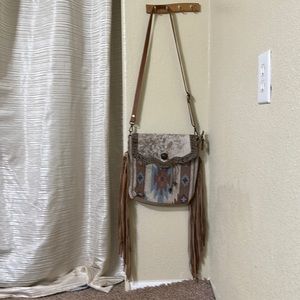 EUC Myra Crossbody Bag Canvas Leather Haircalf